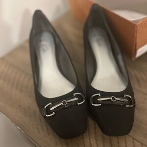 Life Stride Black Flats with Silver Detail